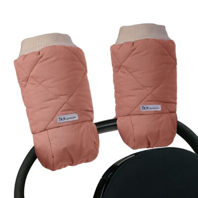 Gants de poussette Warmmuff 7AM : Chauds et pratiques - Parfaits pour les promenades hivernales - Rose Dawn matelassé