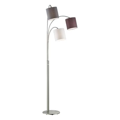 Navigare Indiana Floor Lamp 3 Light Source Matt Nickel Grey/Brown Shades