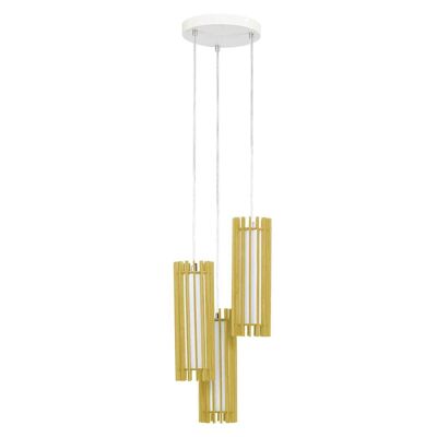 Action Jardin Triple Pendant Light Cluster with Wooden Shade