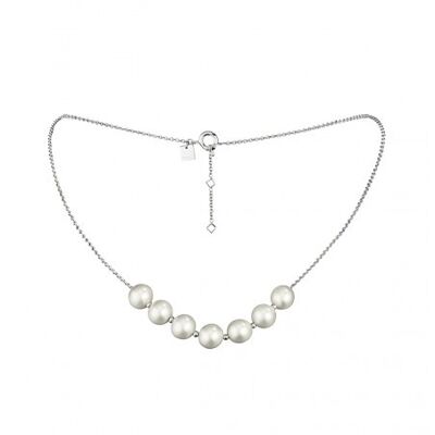 Collier BB rhodié et perles blanches