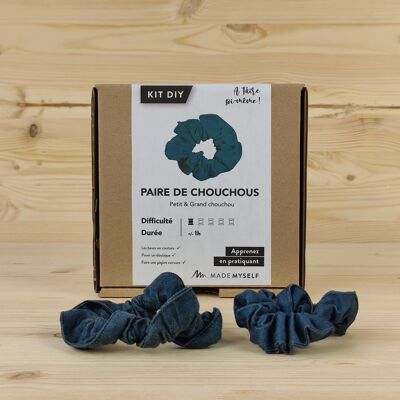 Kit Couture Débutant: Paire de Chouchou - Motif Bleu Aurora