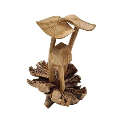 Champignon décoratif en bois Vie Naturals, 8,5 x 11 cm