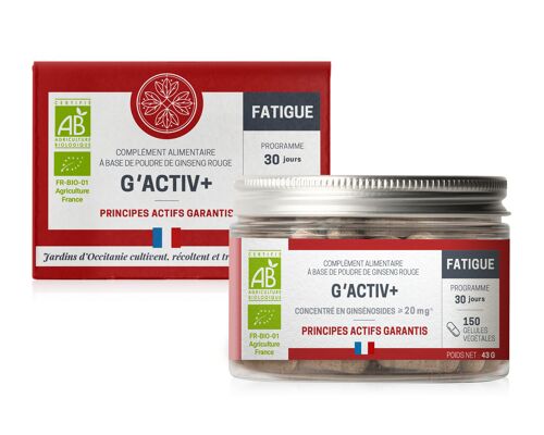 G'ACTIV+ BIO - Fatigue - 100% Ginseng rouge français en gélules végétales