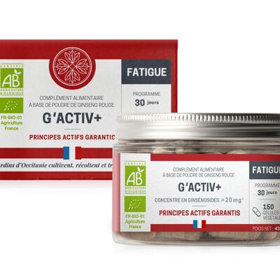G'ACTIV + BIO - Fatiga - Ginseng rojo francés 100% en cápsulas vegetales