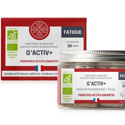 G'ACTIV + BIO - Fatigue - 100% französischer roter Ginseng in Gemüsekapseln