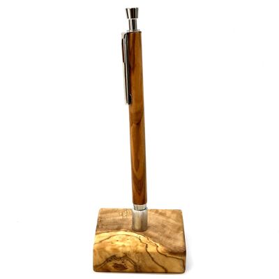 Pen holder plus ballpoint pen ARTHUR made of olive wood