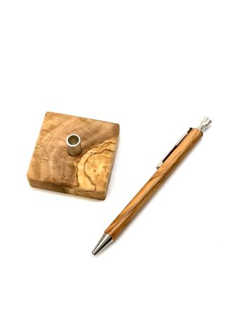 Porte-stylo plus stylo bille ARTHUR en bois d'olivier 4