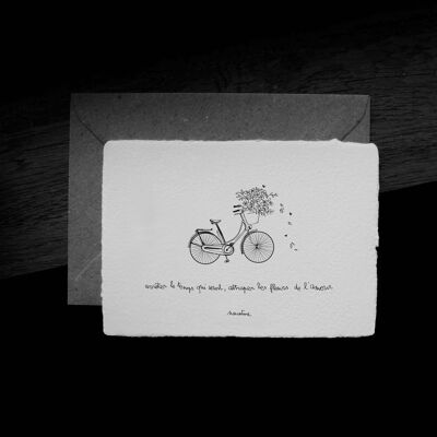 Stop time - 10x15 card handmade paper and recycled envelope