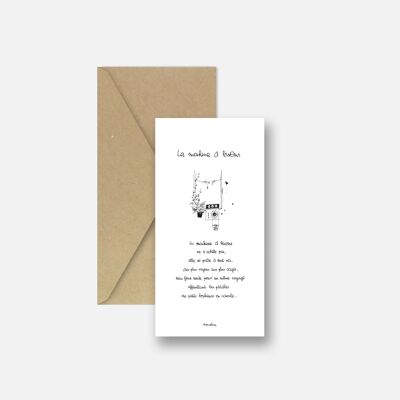 Kiss machine - tarjeta de papel hecha a mano 10x20 y sobre reciclado