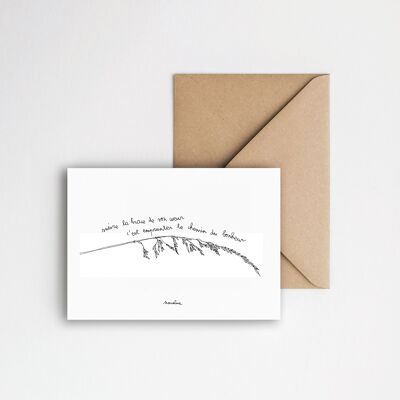 Weg zum Glücklichsein - 10x15 handgeschöpfte Papierkarte und recycelter Umschlag