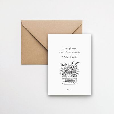 Schreiben - 10x15 handgeschöpfte Papierkarte und recycelter Umschlag