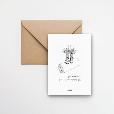Happiness Crowd - 10x15 handgeschöpfte Papierkarte und recycelter Umschlag