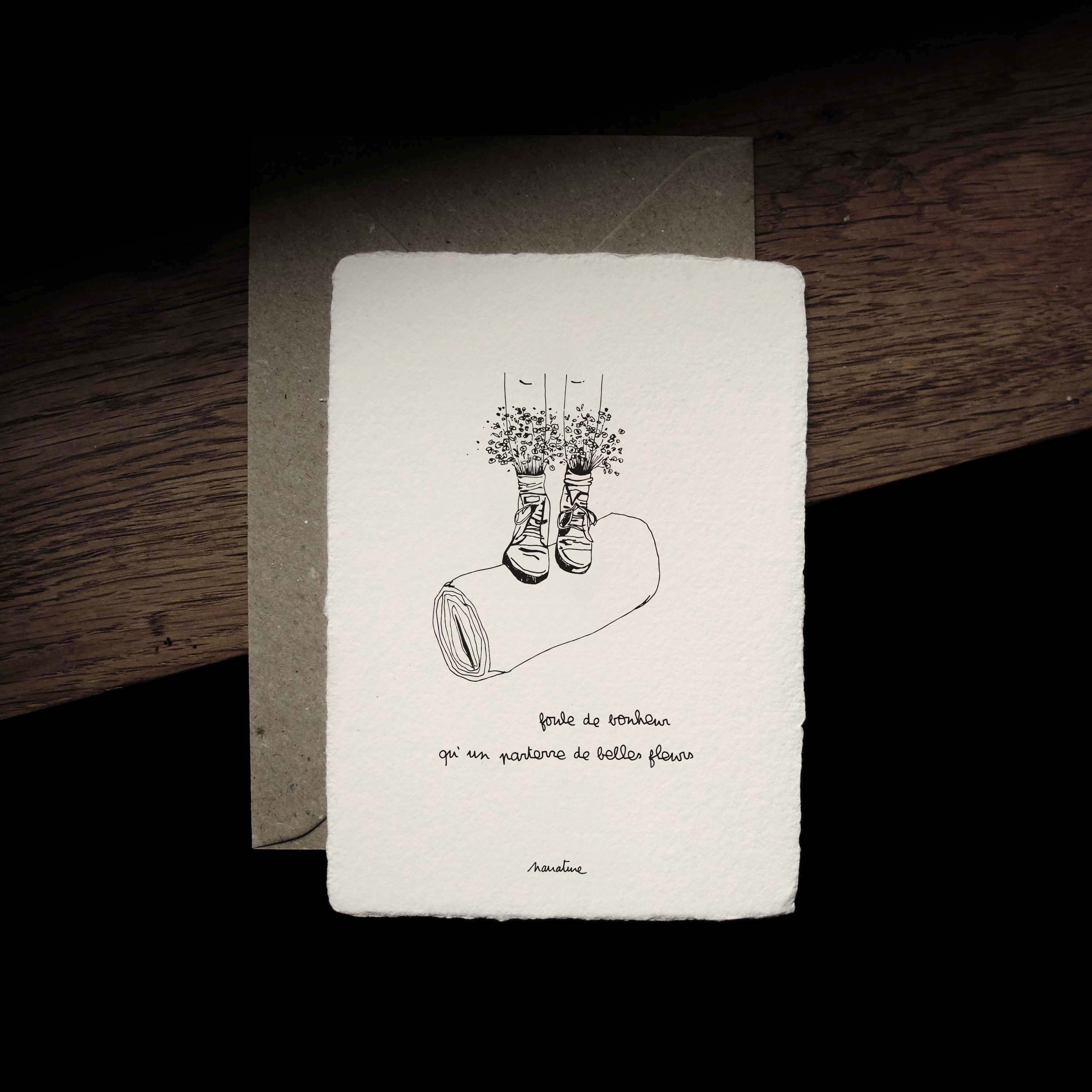 Happiness Crowd - 10x15 handmade paper card and recycled envelope