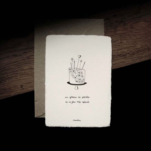 Gateau de pétales - carte 10x15  papier fait main et enveloppe recyclée