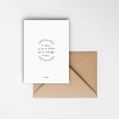 Glissement de bonheur - carte 10x15  papier fait main et enveloppe recyclée