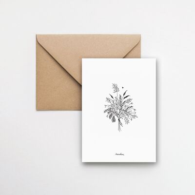 Happy Bouquet - 10x15 handgeschöpfte Papierkarte und recycelter Umschlag