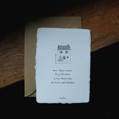 House of Hearts - 10x15 handgeschöpfte Papierkarte und recycelter Umschlag