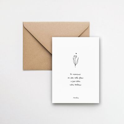 Schöne Geburtsblume - 10x15 handgeschöpfte Papierkarte und recycelter Umschlag