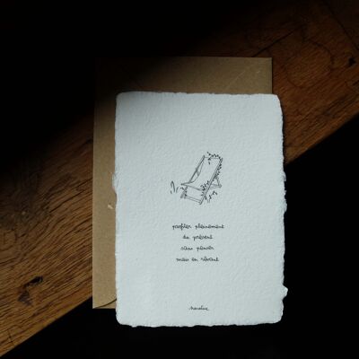 Rêver sans penser - carte 10x15 papier fait main et enveloppe recyclée