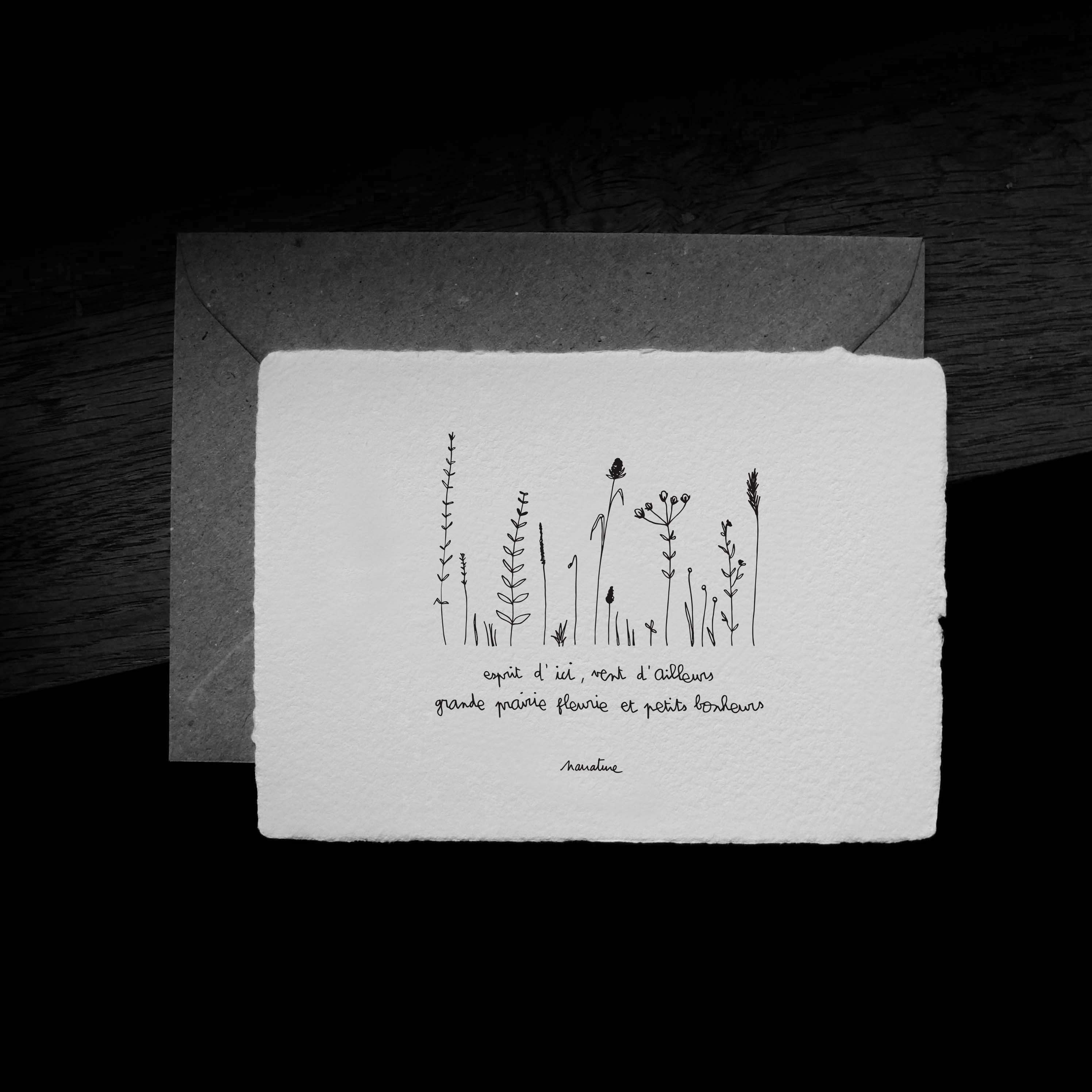 Winds elsewhere - 10x15 handmade paper card and recycled envelope