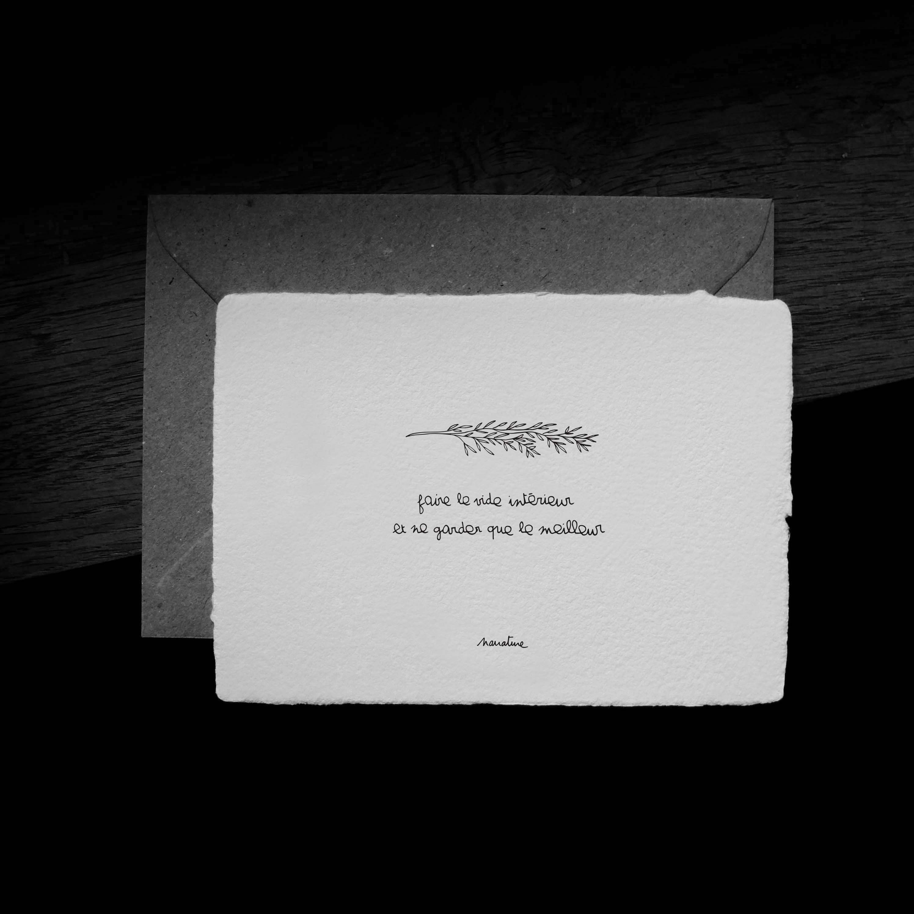 Interno vuoto - cartoncino di carta fatto a mano 10x15 e busta riciclata