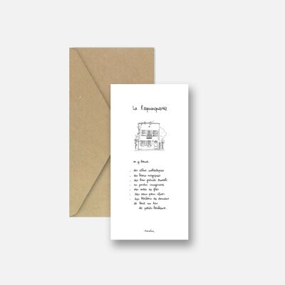 La Requinquerie - carte 10x20 papier fait main et enveloppe recyclée