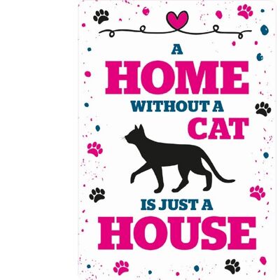 Sign Metal Home Without Cat (v)