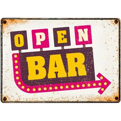 Sign Metal Open Bar (h)