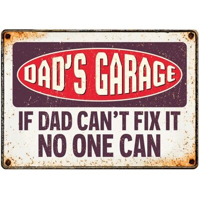 Sign Metal Dad's Garage (h)