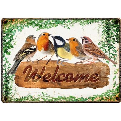Sign Metal Welcome Birds (h)