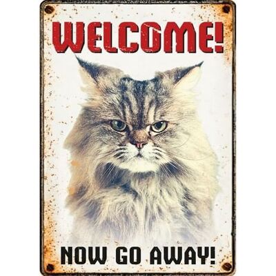 Sign Metal Cat Go Away (v)