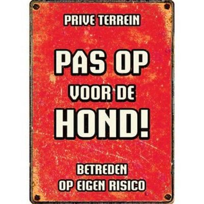 Bord Blik Rood Pas Op vd Hond (v)