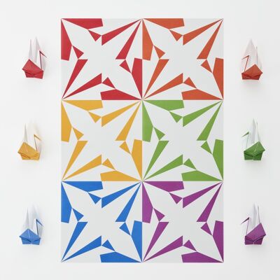 MOTIF TOKOLO ORIGAMI 07 ARC-EN-CIEL ORIZURU | Impression Fukunaga