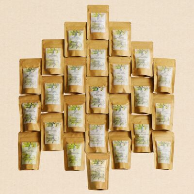 Sample package with 20 grams of all 25 varieties. A total of 500 grams of high quality tea.