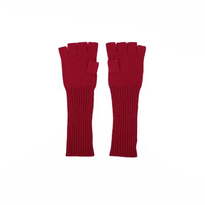 Red Fingerless Silk Cashmere Gloves