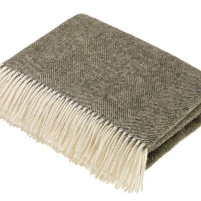 Herringbone wool throw Moss