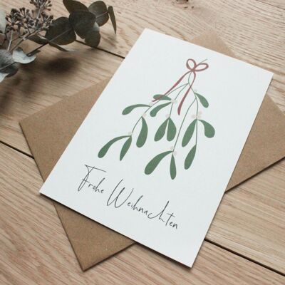 Christmas card [Merry Christmas], mistletoe, Christmas tree