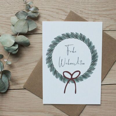 Christmas card [Merry Christmas], wreath with bow
