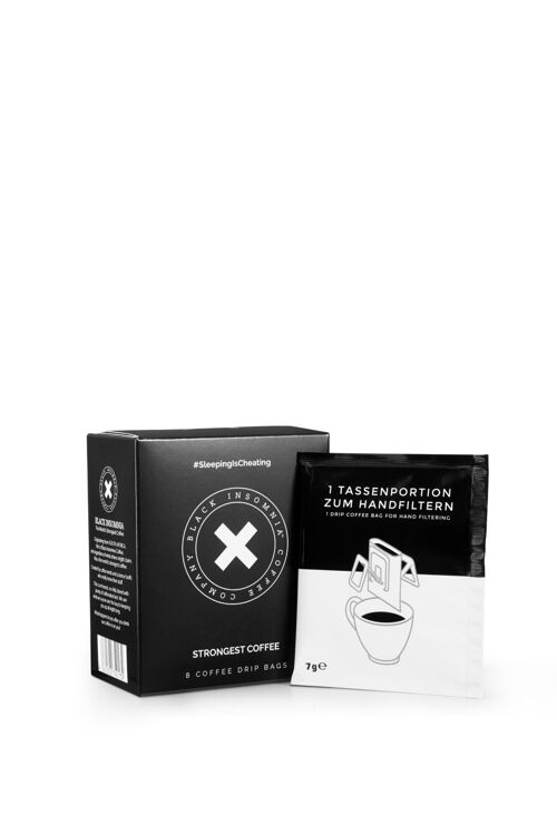 Pour Over Coffee Bags Full Flavour by Black Insomnia, 48 bags à 7g, Strong Coffee, Extreme Caffeine