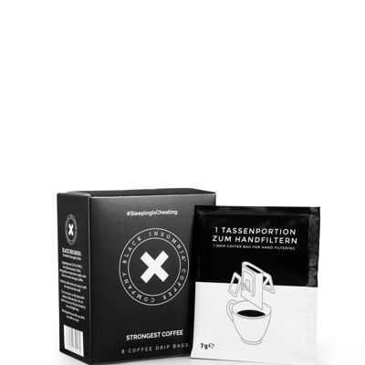 Pour Over Coffee Bags Full Flavour by Black Insomnia, 48 bags à 7g, Strong Coffee, Extreme Caffeine