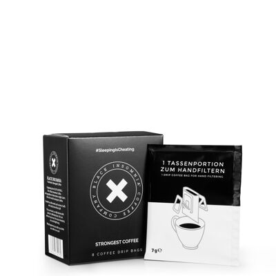 Pour Over Coffee Bags Full Flavor von Black Insomnia, 48 Beutel à 7g, Strong Coffee, Extreme Caffeine
