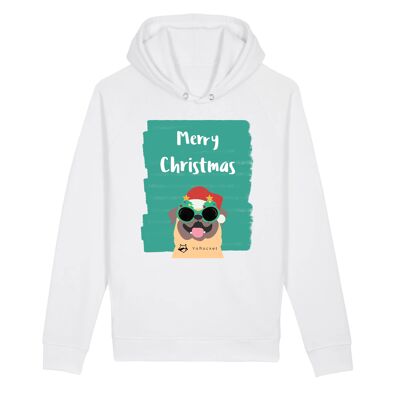 Christmas - Mops Hoodie | 85% Bio-Baumwolle, 15% recyceltes Polyester - White
