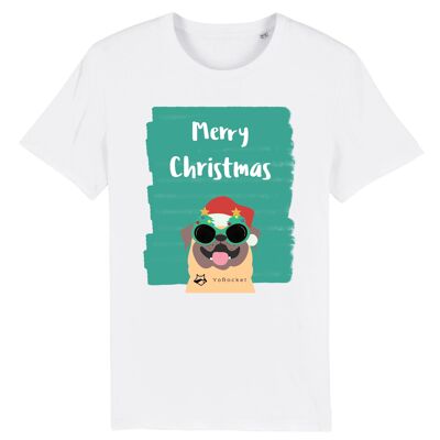 Christmas - Mops T-Shirt | 100% Bio-Baumwolle - White