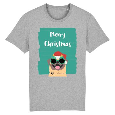 Christmas - Mops T-Shirt | 100% Bio-Baumwolle - Grey