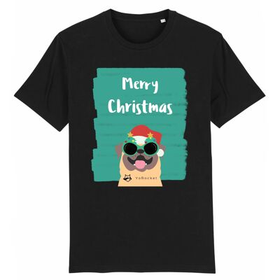Christmas - Mops T-Shirt | 100% Bio-Baumwolle - Black