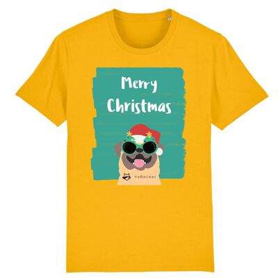 Christmas - Mops T-Shirt | 100% Bio-Baumwolle - Yellow