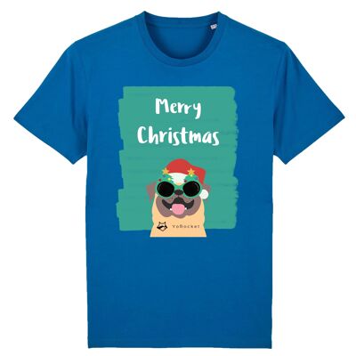 Christmas - Mops T-Shirt | 100% Bio-Baumwolle - Blue