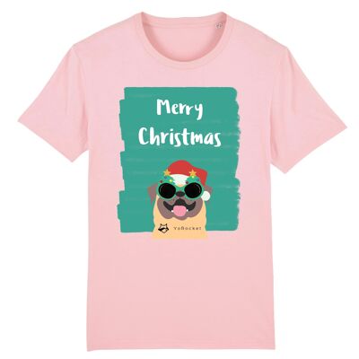 Christmas - Mops T-Shirt | 100% Bio-Baumwolle - Pink