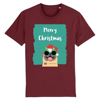 Christmas - Mops T-Shirt | 100% Bio-Baumwolle - Maroon