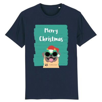 Christmas - Mops T-Shirt | 100% Bio-Baumwolle - Navy